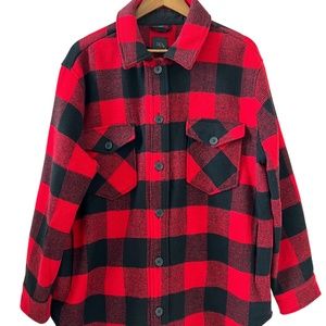 RDI Wool Blend Red & Black Buffalo Check Plaid Shacket Size XL